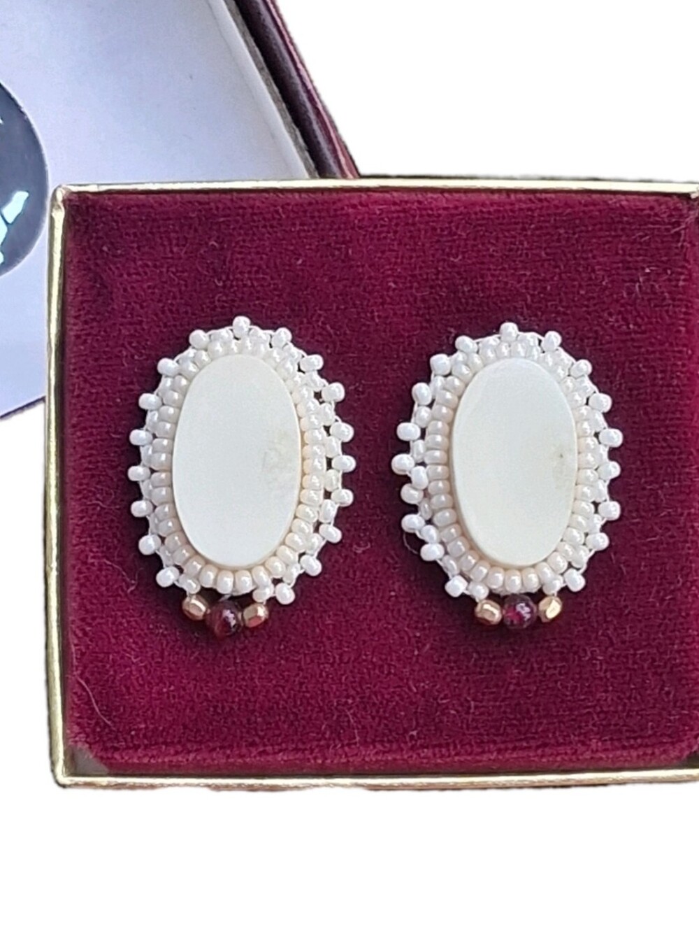 Vintage Authentic Native Alaskan Handmade Beaded Stud Earrings Boxed
